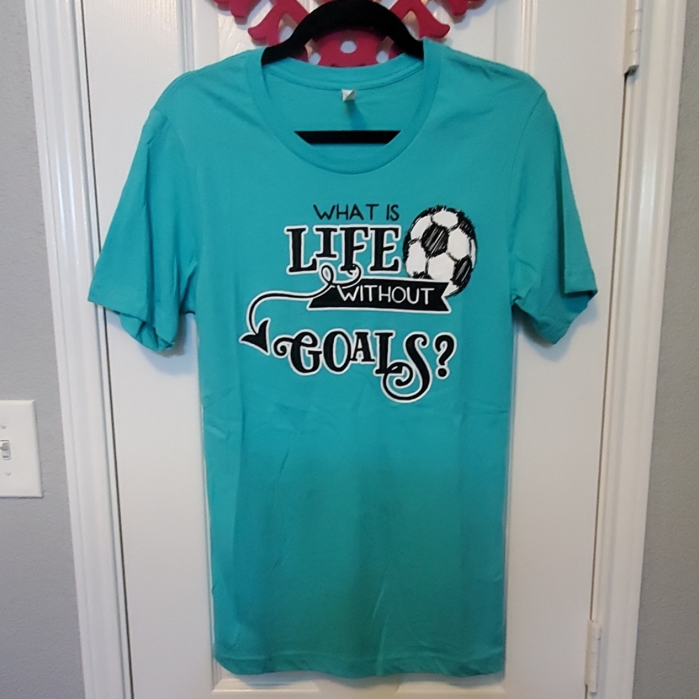New womens teal short sleeve soccer tshirt